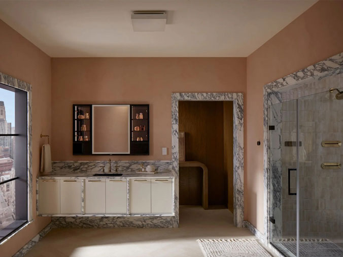 Bathroom with marble accents