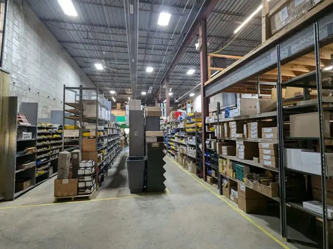 Shelves stocked with plumbing supplies at State Supply Ipswich